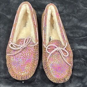 UGG Sparkling Pink and Tan Moccasins